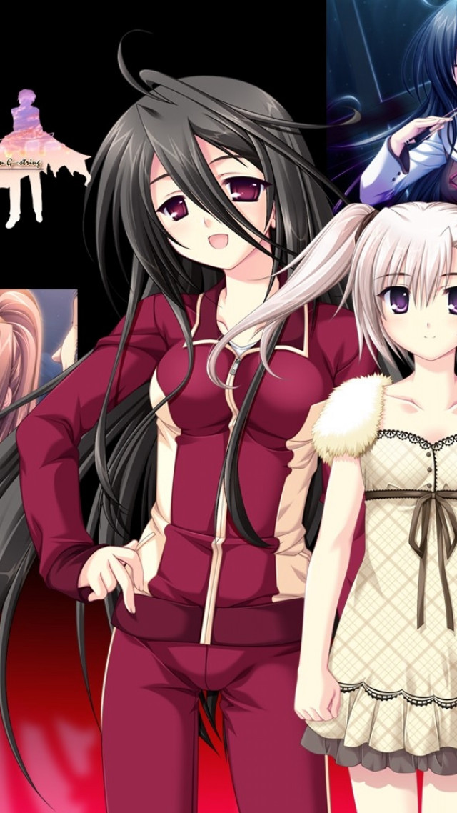 Anime girls red black white free wallpaper - medium preview image