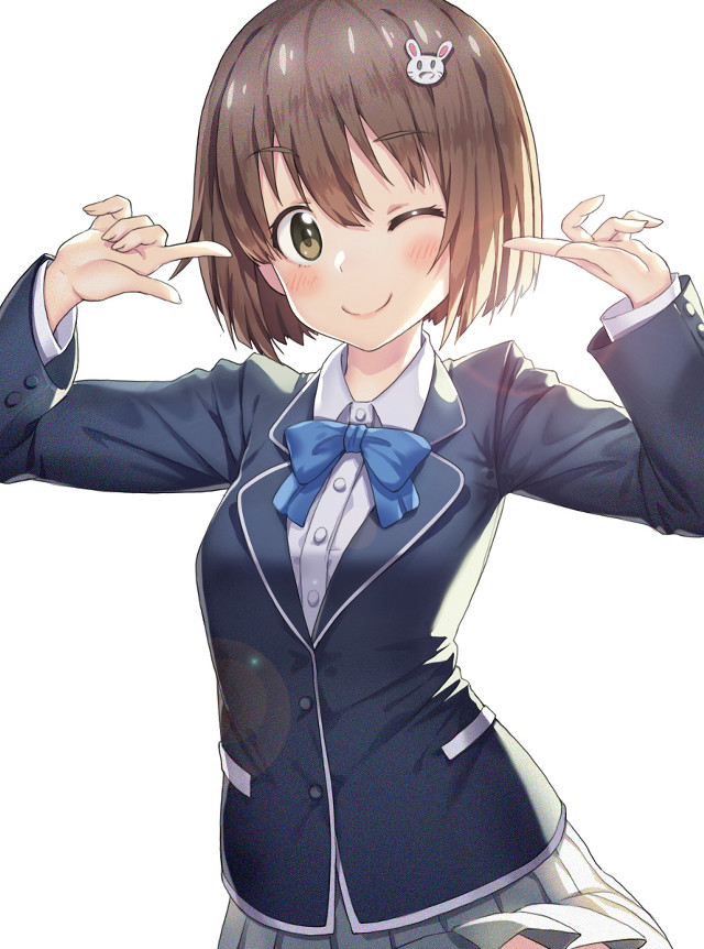 Woman suit bowtie hands face free wallpaper - medium preview image
