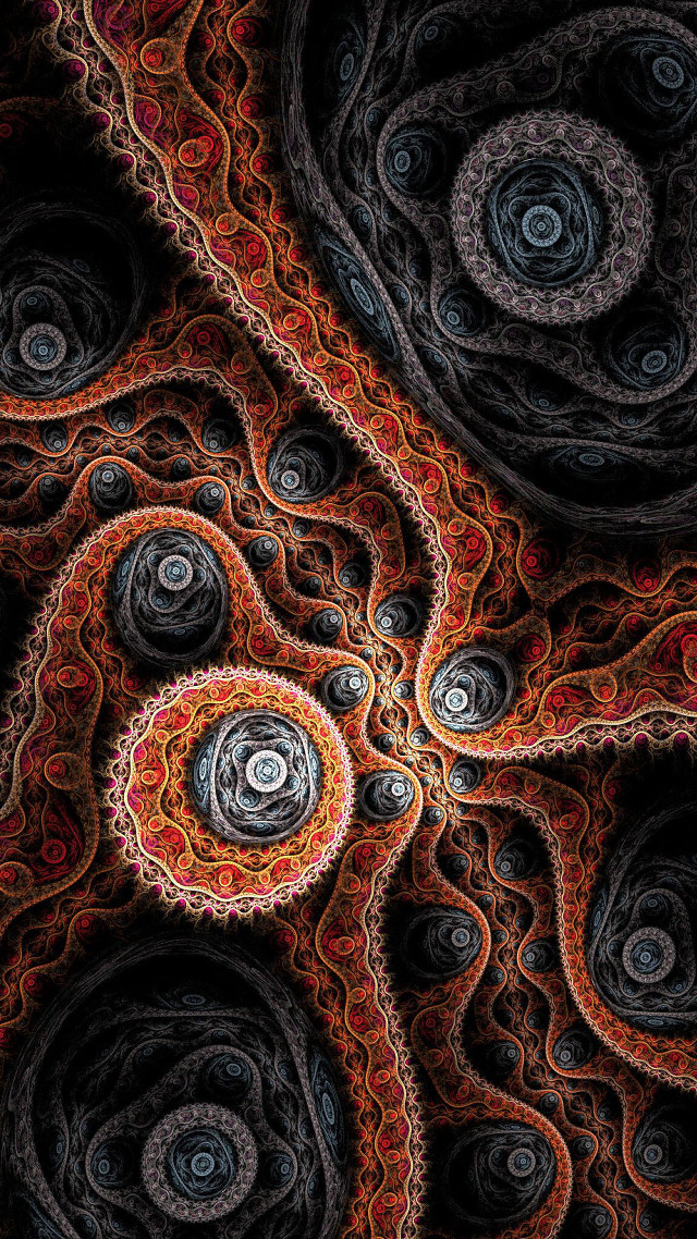 Intricate circular pattern black red free wallpaper - medium preview image