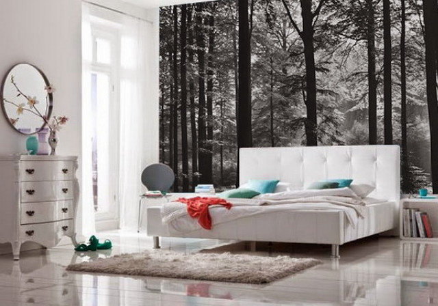 Bedroom wall mural trees bed #3 free wallpaper - medium preview image