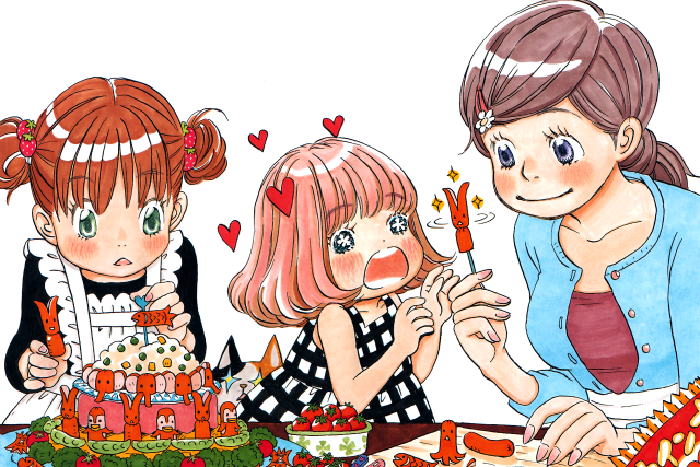 Three girls table cake candles free wallpaper - medium preview image