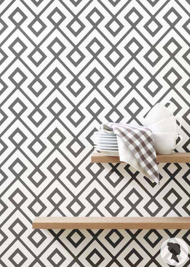 Shelf plate cup wall pattern free wallpaper - medium preview image