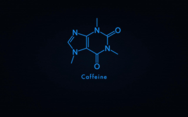 Blue neon sign caffeine dark free wallpaper - medium preview image