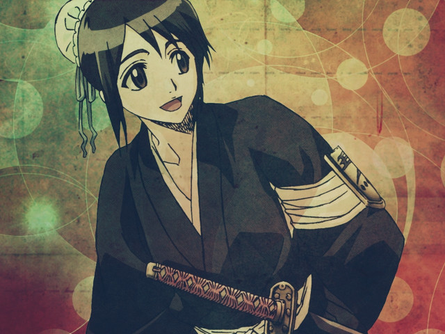 Woman kimono sword circles background free wallpaper - medium preview image
