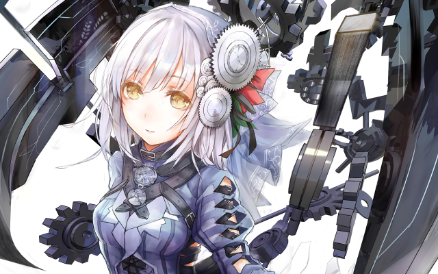 White hair gun machinegun cybernetic free wallpaper - medium preview image