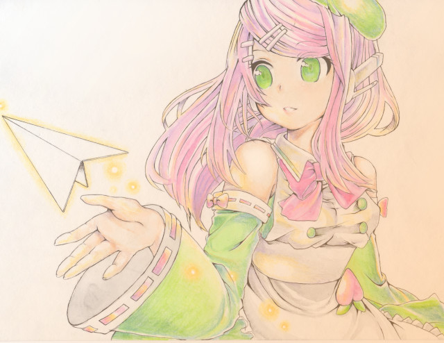 Pink haired girl paper airplane free wallpaper - medium preview image