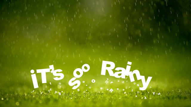 Green grass rain white letters free wallpaper - medium preview image