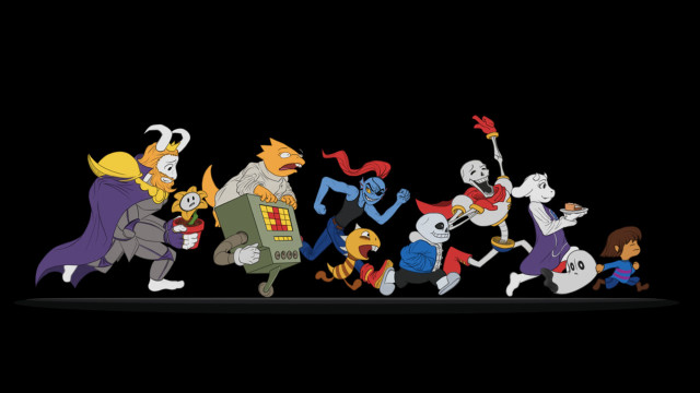 Cartoon characters running dark background free wallpaper - medium preview image