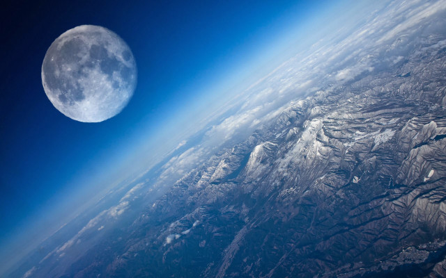 Earth aerial view full moon free wallpaper - medium preview image