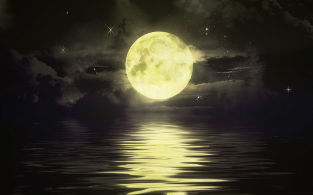Full moon reflection lake night #2 free wallpaper - medium preview image