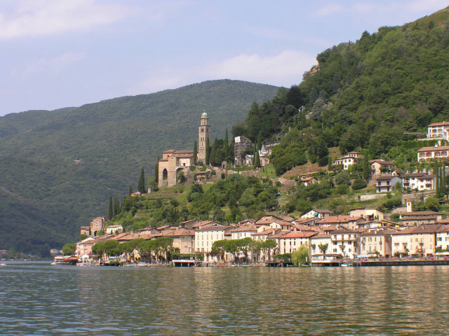 Village hill water clocktower mountain free wallpaper - medium preview image