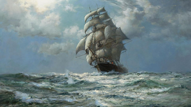 Ship rough seas cloudy sky free wallpaper - medium preview image