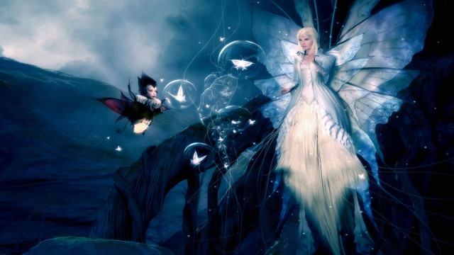 Fairy white dress black bird free wallpaper - medium preview image
