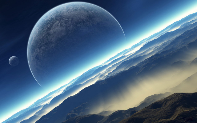 Distant planet space mountains clouds #5 free wallpaper - medium preview image
