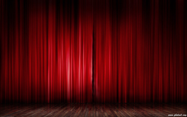 Red curtain wooden floor light free wallpaper - medium preview image