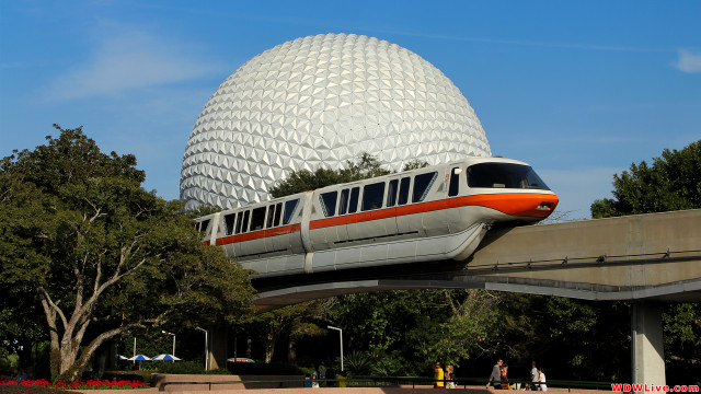 Monorail ball park people trees free wallpaper - medium preview image