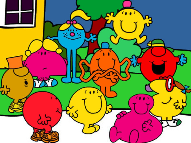 Cartoon characters group building window free wallpaper - medium preview image