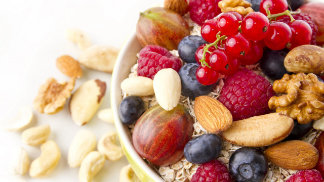 Bowl of fruit and nuts free wallpaper - medium preview image