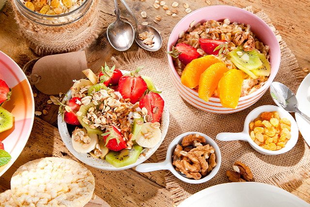 Fruit cereal nuts salad table free wallpaper - medium preview image
