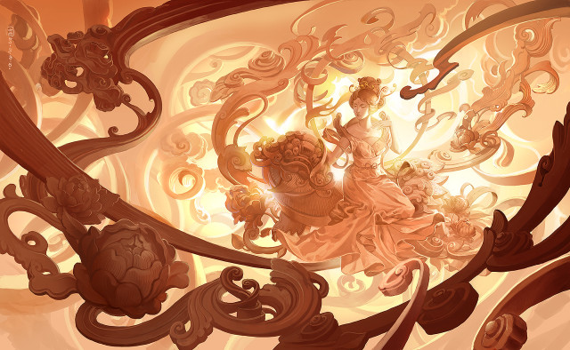 Woman dress sitting chair ornate free wallpaper - medium preview image