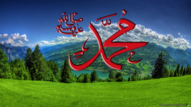 Beautiful landscape mountain calligraphy blue free wallpaper - medium preview image