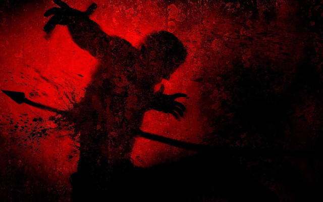 Bloody silhouette man holding knife free wallpaper - medium preview image