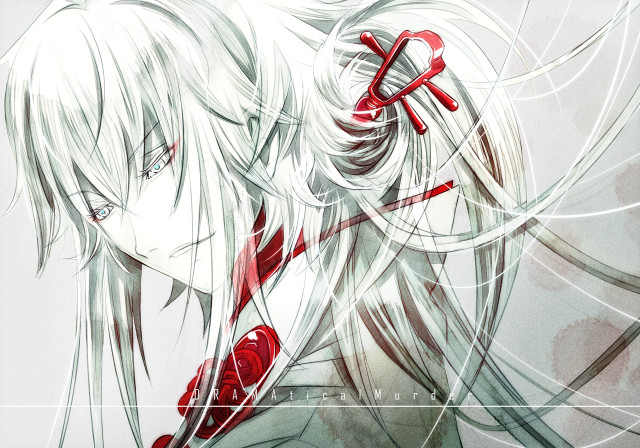 Anime girl white hair red #12 free wallpaper - medium preview image
