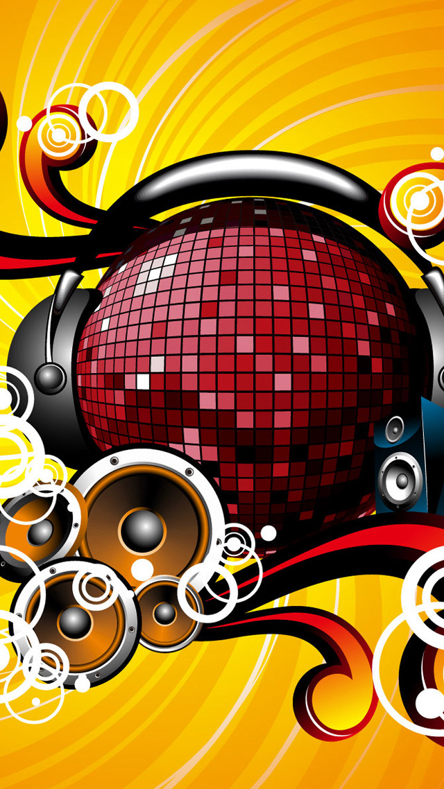 Disco ball speakers boombox yellow free wallpaper - medium preview image