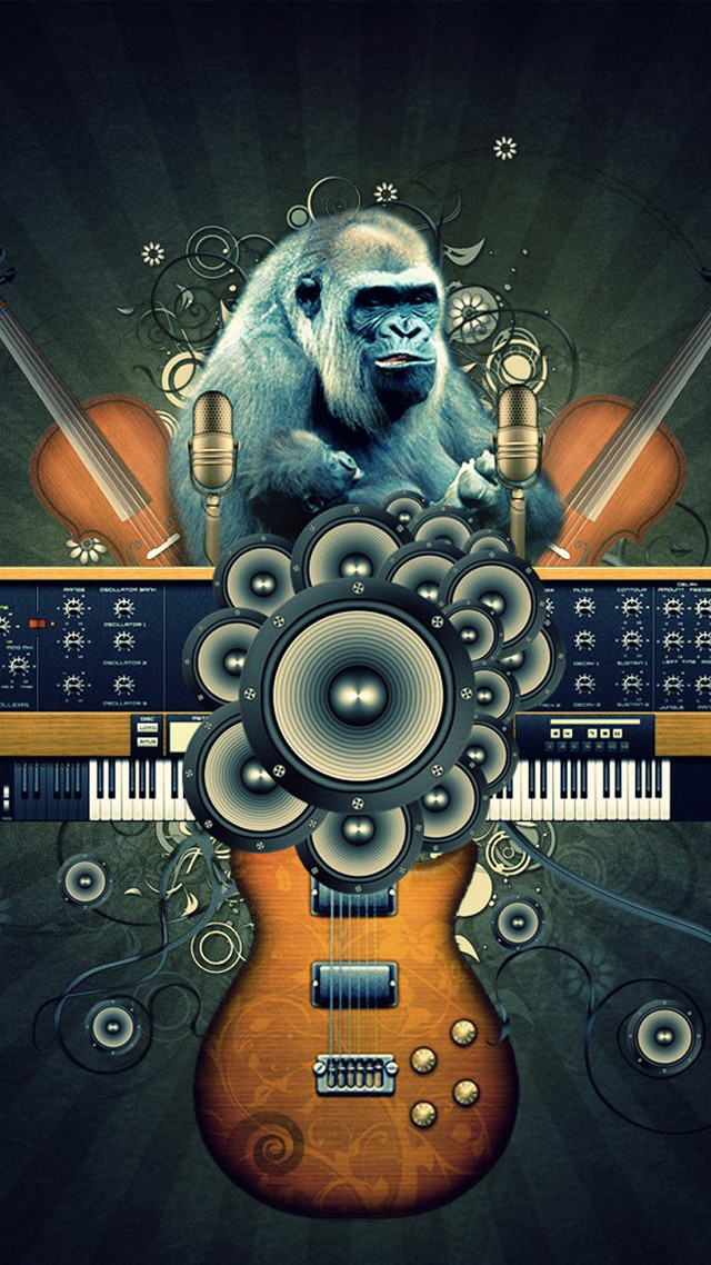 Monkey keyboard guitar microphone soundboard free wallpaper - medium preview image