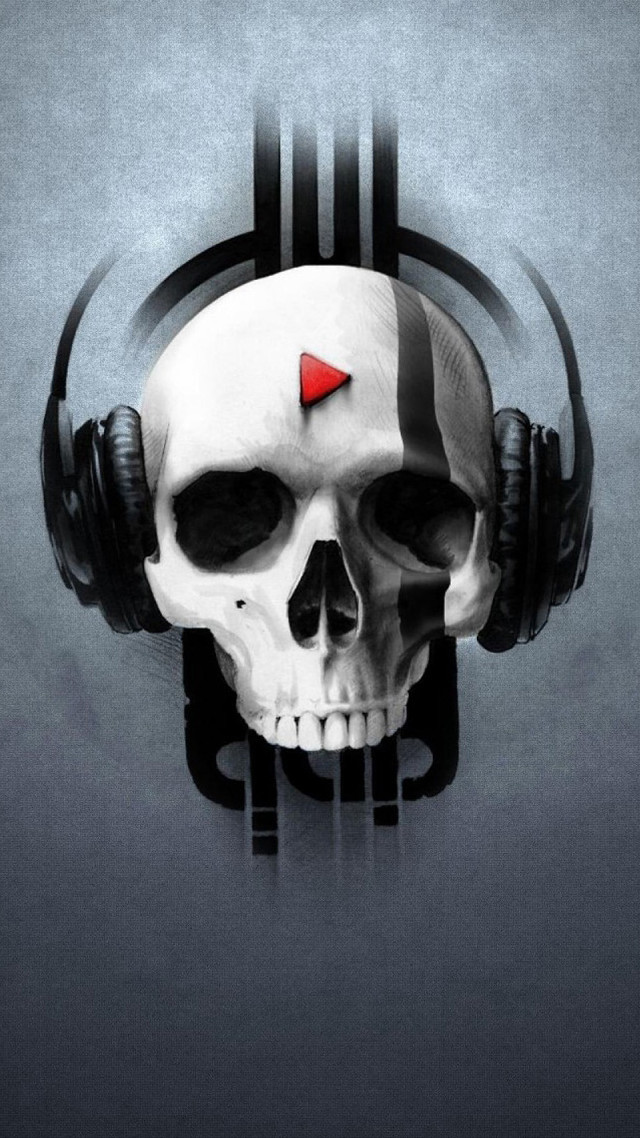 Skull headphones heart red forehead free wallpaper - medium preview image