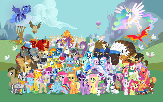 Little ponies grass field sky #2 free wallpaper - medium preview image