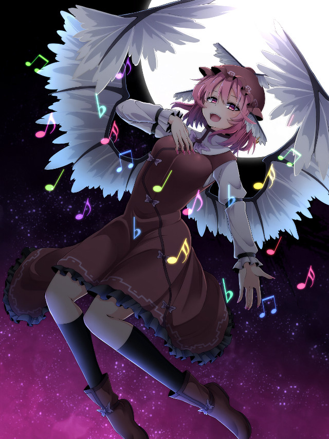 Girl wings flying music notes free wallpaper - medium preview image