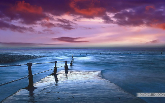 Pier sunset purple sky clouds #2 free wallpaper - medium preview image