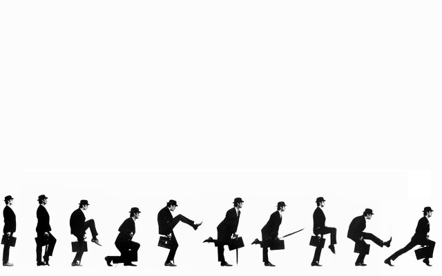 Silhouette group people walking umbrellas free wallpaper - medium preview image