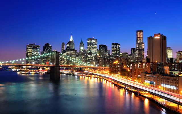 City skyline bridge river night #40 free wallpaper - medium preview image
