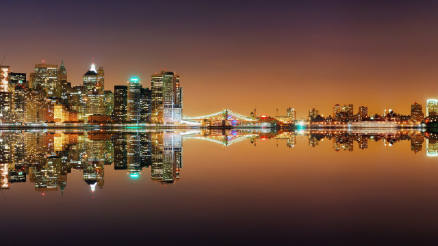City skyline night reflection water #2 free wallpaper - medium preview image