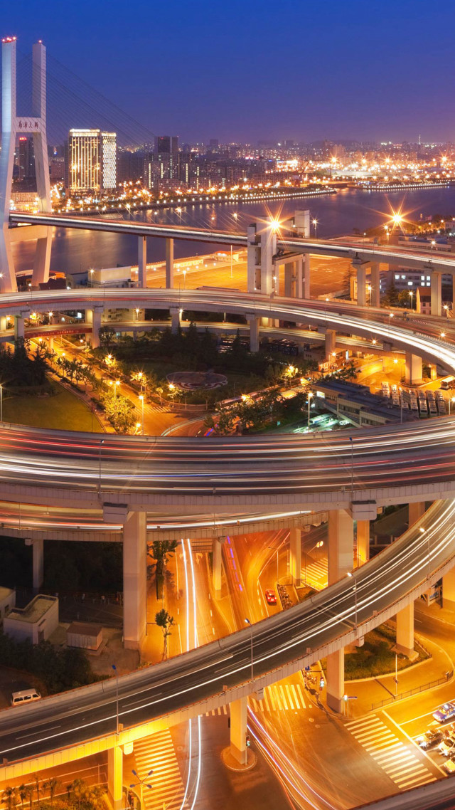 City traffic night bridge lights #2 free wallpaper - medium preview image
