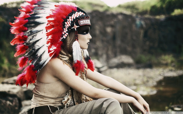 Woman native american headdress rock #3 free wallpaper - medium preview image