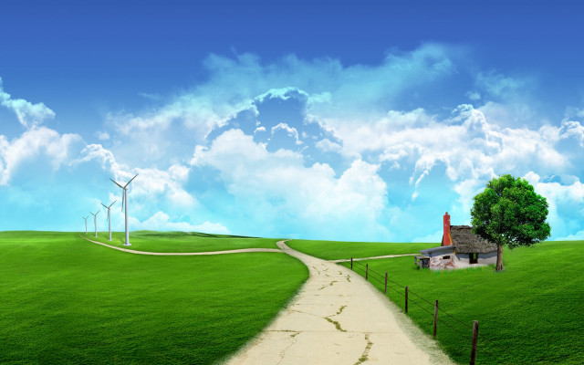 House hill path windmills distance #15 free wallpaper - medium preview image