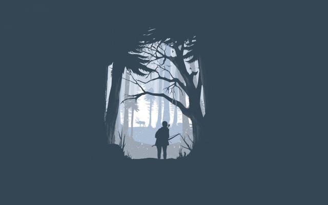 Man forest deer distance nature free wallpaper - medium preview image