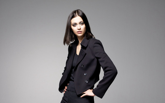 Woman black suit posing hands #3 free wallpaper - medium preview image