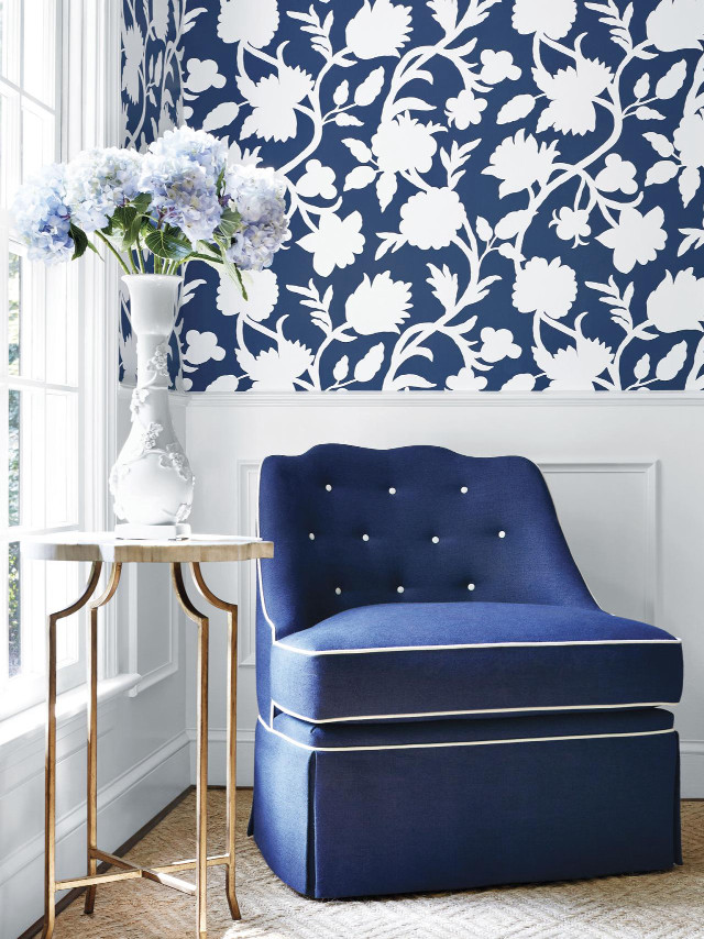 Blue chair white vase flowers free wallpaper - medium preview image