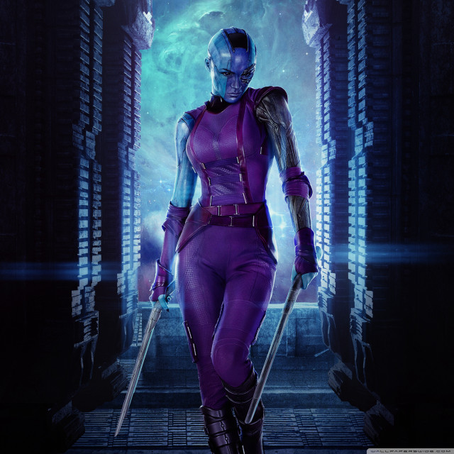 Purple skin cyberpunk solo woman free wallpaper - medium preview image