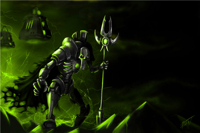 Green black demon spear skull free wallpaper - medium preview image