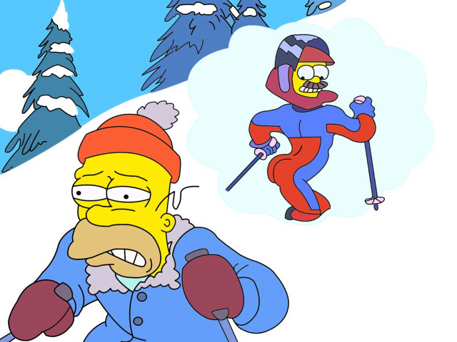 Cartoon character skiing snow bird free wallpaper - medium preview image