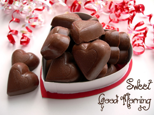 Heart shaped chocolate valentine morning free wallpaper - medium preview image