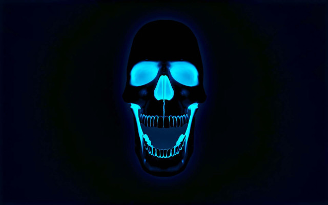 Glowing skull blue eyes black free wallpaper - medium preview image