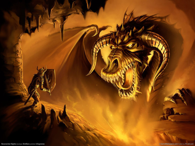 Dragon huge head man sword free wallpaper - medium preview image