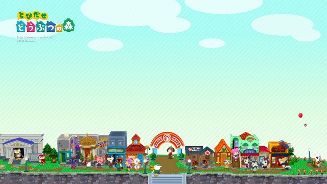 Cartoon city buildings people colorful free wallpaper - medium preview image