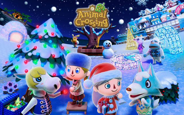 Animal crossing christmas characters snow free wallpaper - medium preview image